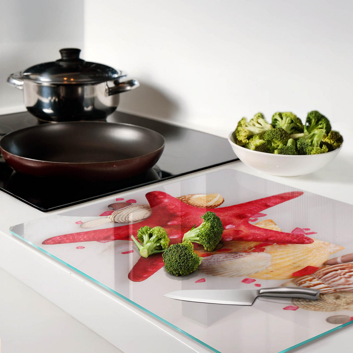 GLASPLATTE 60x52 cm Seesternschalen - Rot, Glas (60/52cm) - TULUP