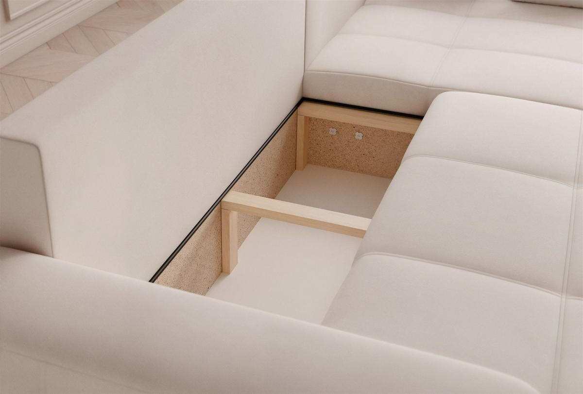 ECKSOFA Leros Xl Mit Schlaffunktion - Creme, Holzwerkstoff/Textil (145/278cm) - Fun Möbel