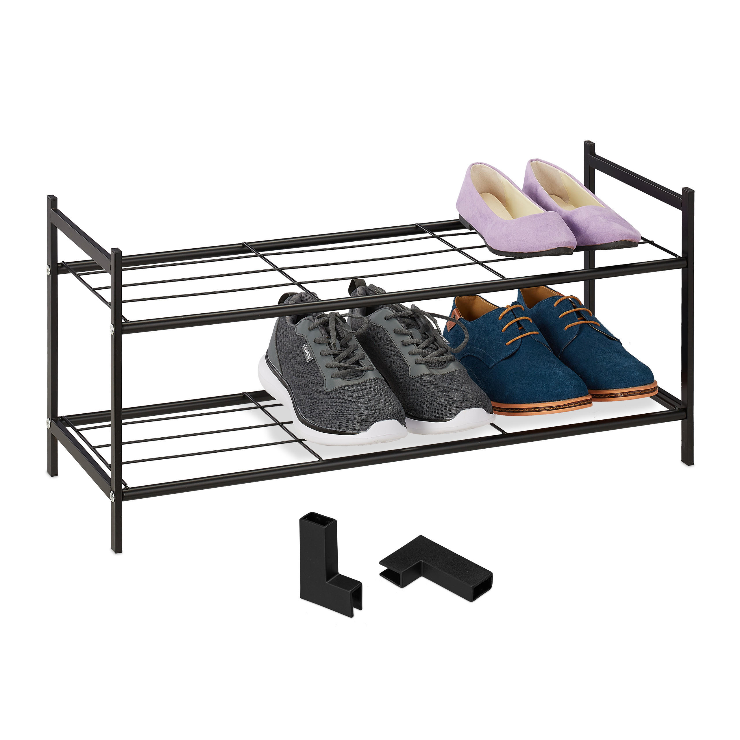 SKOHYLLA Svart metall stapelbar 2 plan 33.5/70/26 cm
