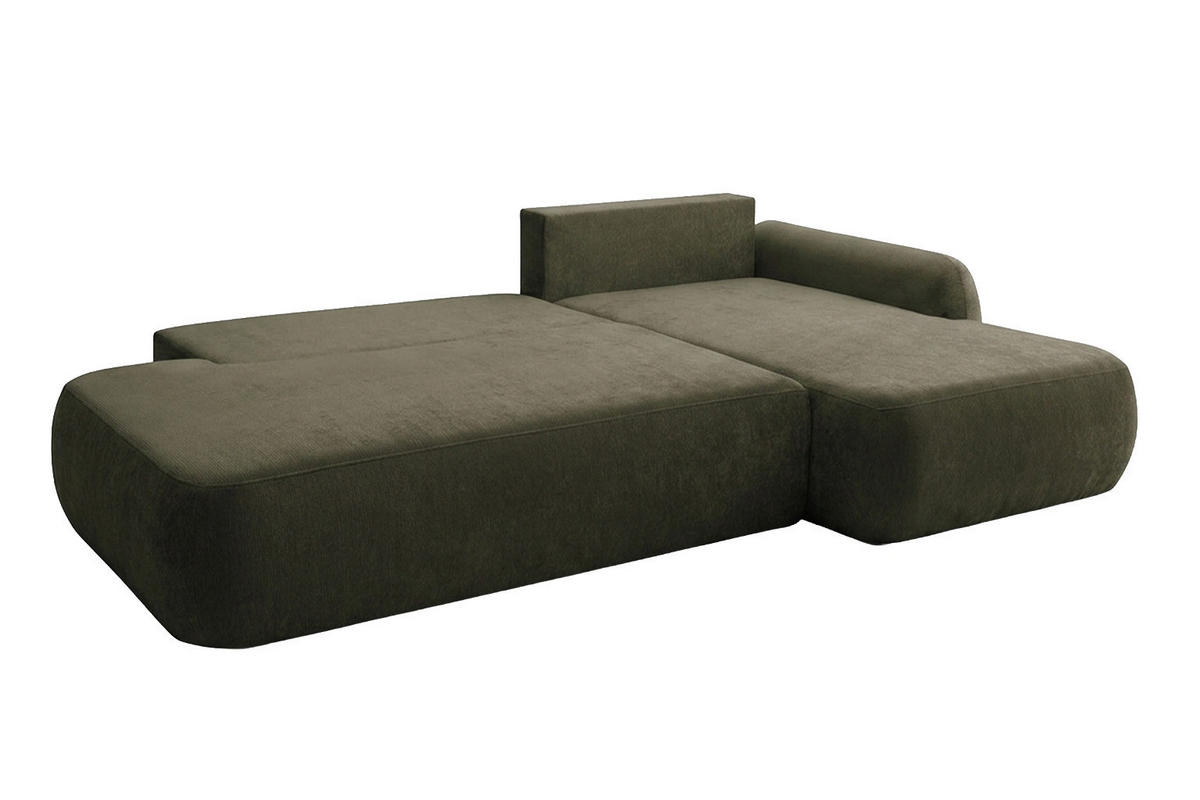ECKSOFA Mit Schlaffunktion Und Bettkasten, Velvet-Stoff Vena, Olive, Rechts, HELA I - Olivgrün, Holz (302/184cm) - Kaiser Möbel
