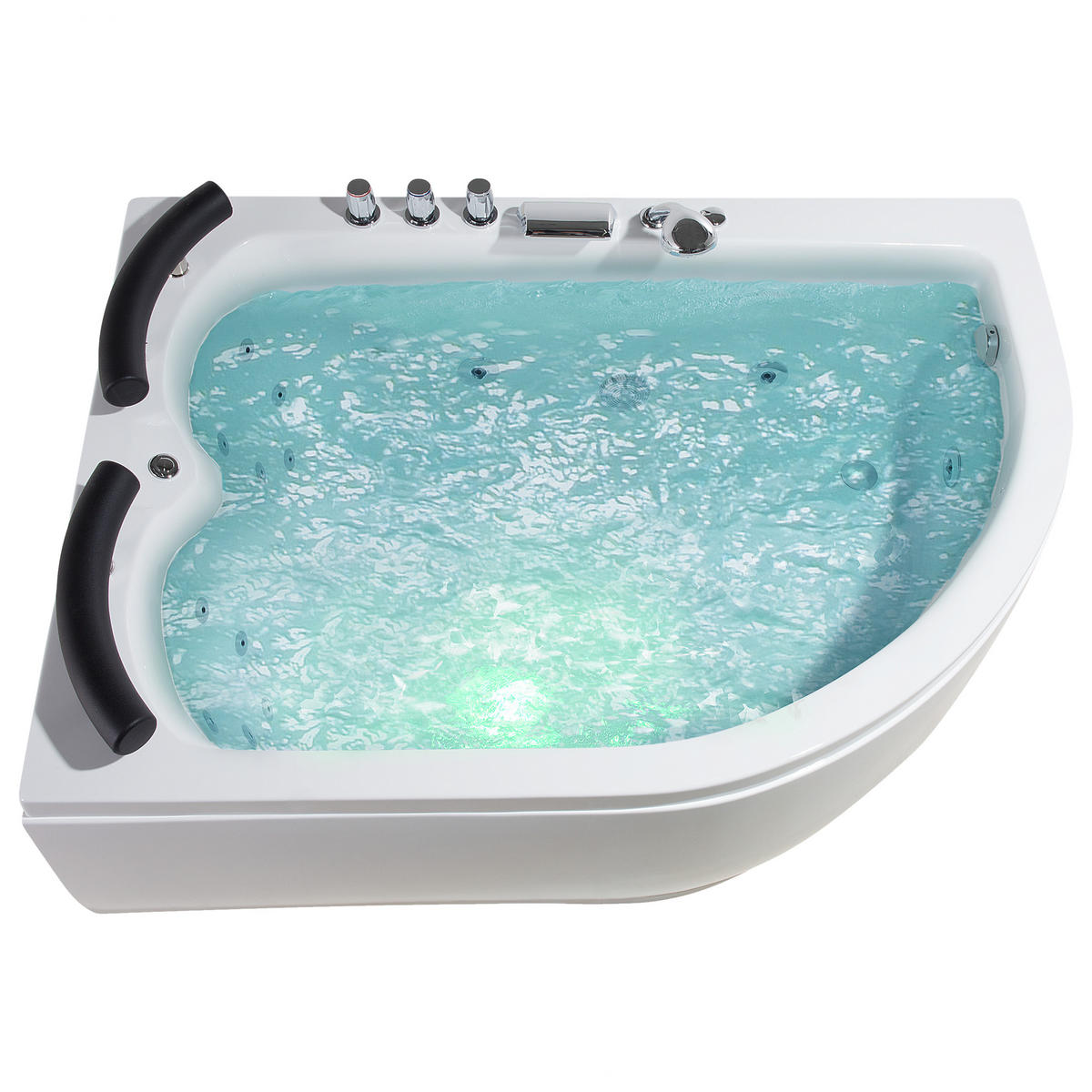 WHIRLPOOL BADEWANNE mit LED 113x160x63 cm weiß Paradiso - Weiß, Kunststoff (113/63/160cm) - Beliani