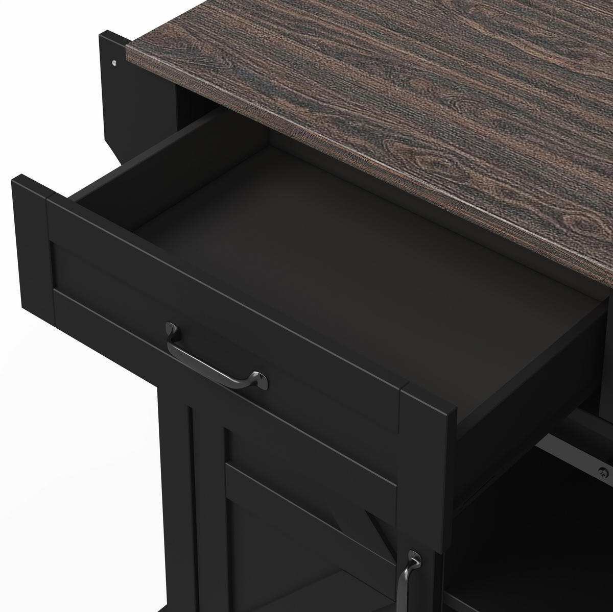 KÜCHENINSEL 120/45(70)/91 cm Schwarz aus MDF mit klappbarer Arbeitsplatte - Schwarz, Holzwerkstoff (70/91/120cm) - OKMYHOME