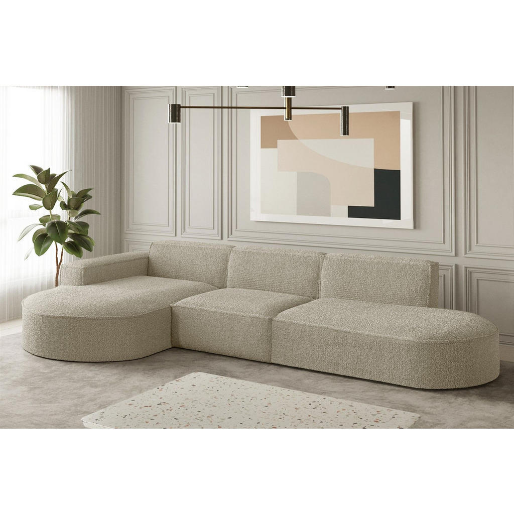 Thumbnail - Fun Möbel Ecksofa, Champagner, Textil, L-Form, 296x165 cm, Wohnzimmer, Sofas & Couches, Wohnlandschaften, Ecksofas