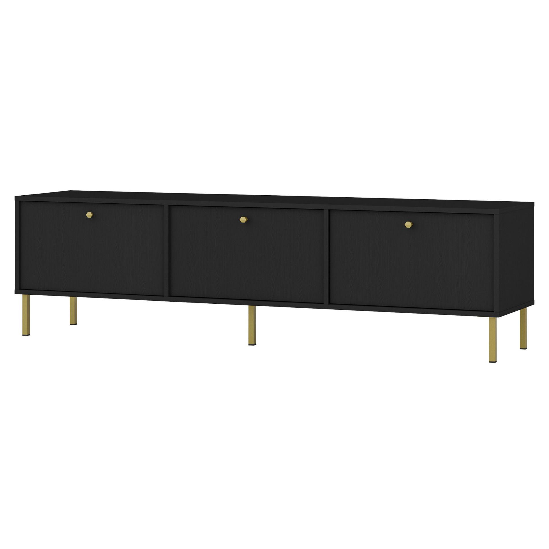 TV-MÖBEL Oktio Schwarz-Graphit 180 cm - Goldfarben/Schwarz, Holzwerkstoff/Metall (180/50/40.8cm) - Selsey