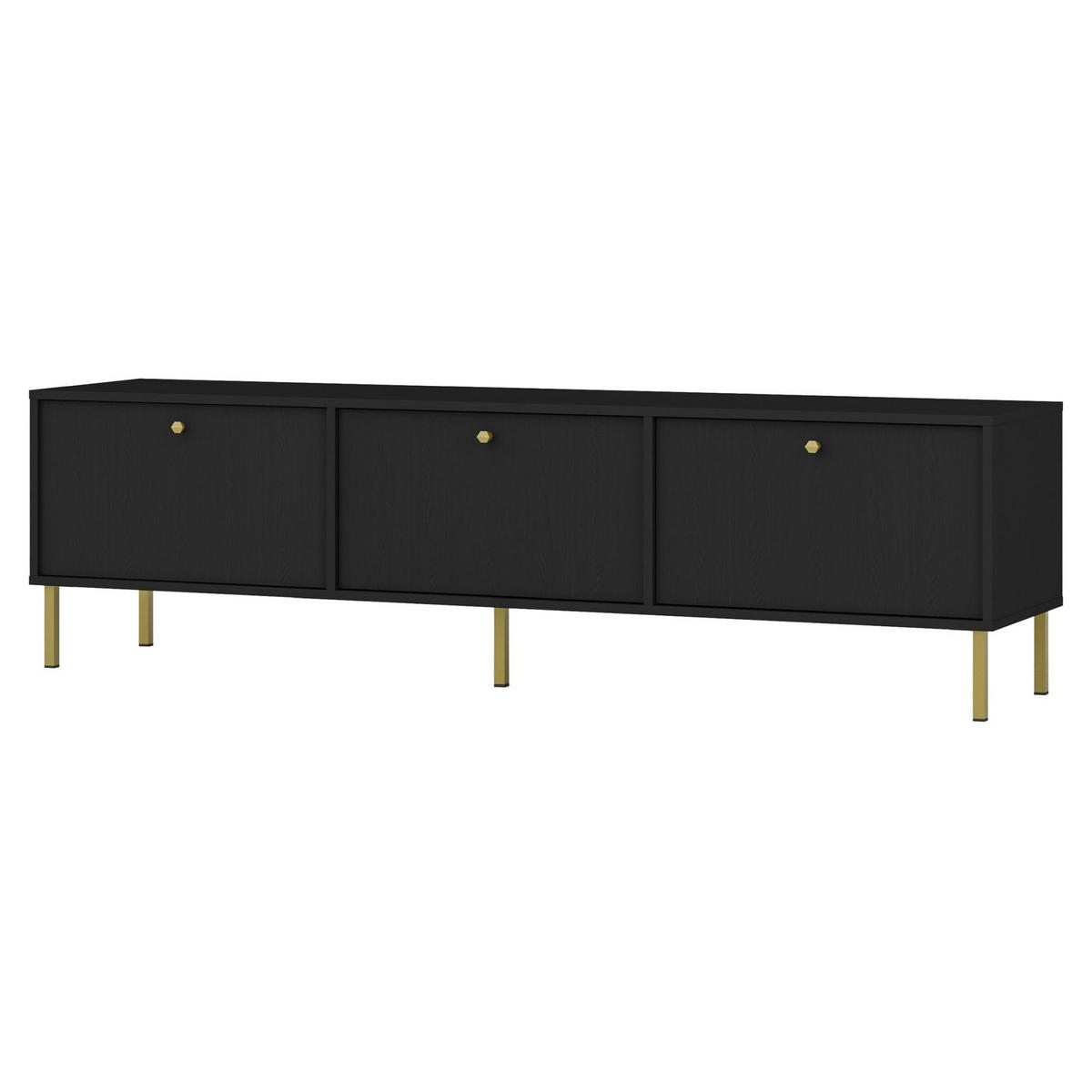 TV-MÖBEL Oktio Schwarz-Graphit 180 cm - Goldfarben/Schwarz, Holzwerkstoff/Metall (180/50/40.8cm) - Selsey