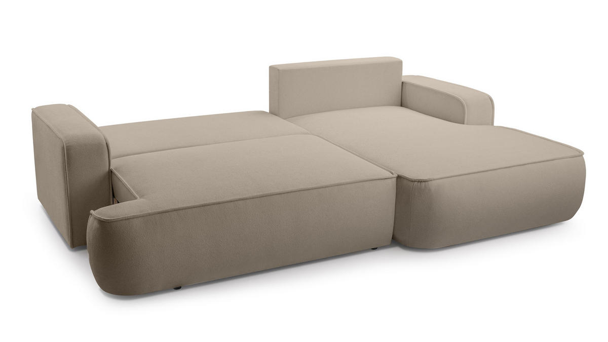 ECKSOFA L Form Ablia Beige 267/168/87 cm mit Schlaffunktion R - Beige/Schwarz, Kunststoff/Textil (267/168cm) - AX Living