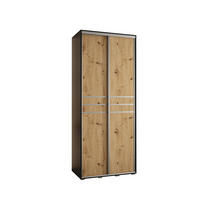 SCHWEBETÜRENSCHRANK 235,2/120/60 2-türig - Silberfarben/Schwarz, Holz/Metall (120/235/60cm) - Abiks Möbel