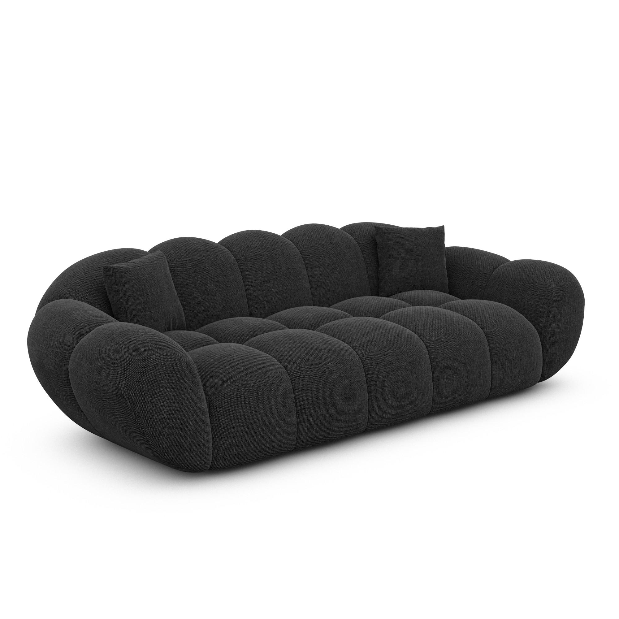 3-SITZER-SOFA Liva Schwarz Strukturstoff - Schwarz, Textil (223/70/93cm) - VAROYAL