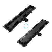 DUSCHRINNE Edelstahl Schwarz 50 / 7 cm - Schwarz, Metall (11/9/50cm) - EMKE