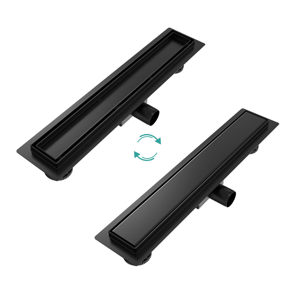 DUSCHRINNE Edelstahl Schwarz 50 / 7 cm - Schwarz, Metall (11/9/50cm) - EMKE