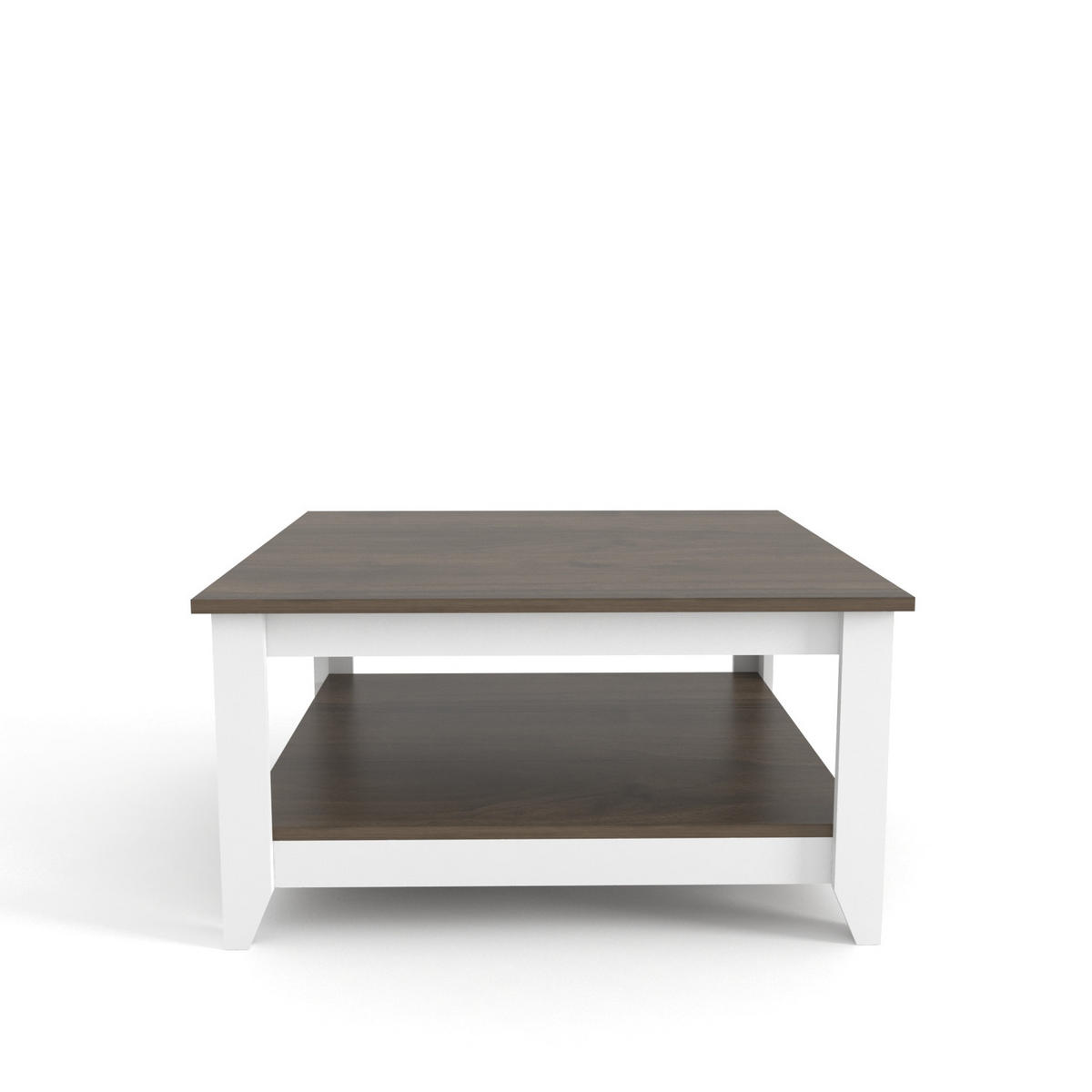 COUCHTISCH Lea Nussbaum Weiß - Dunkelbraun, Holzwerkstoff (90/90/46.8cm) - Decorotika