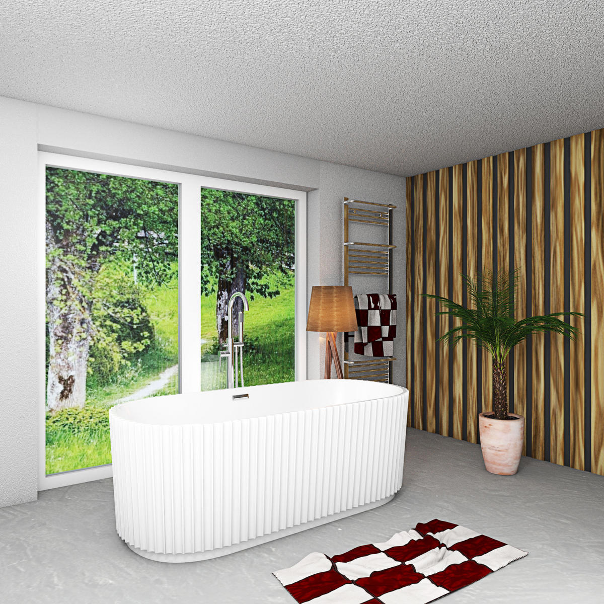 FREISTEHENDE Badewanne Wanne F08 170x80cm mit Armatur AF02 - Weiß, Glas/Kunststoff (80/58/170cm) - AcquaVapore by Sandra Jentho