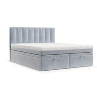 BOXBETT Lume 180/200 cm Hellgrau im Paros Stoff - Hellgrau/Schwarz, Holz/Holzwerkstoff (180/200cm) - AltaBeds