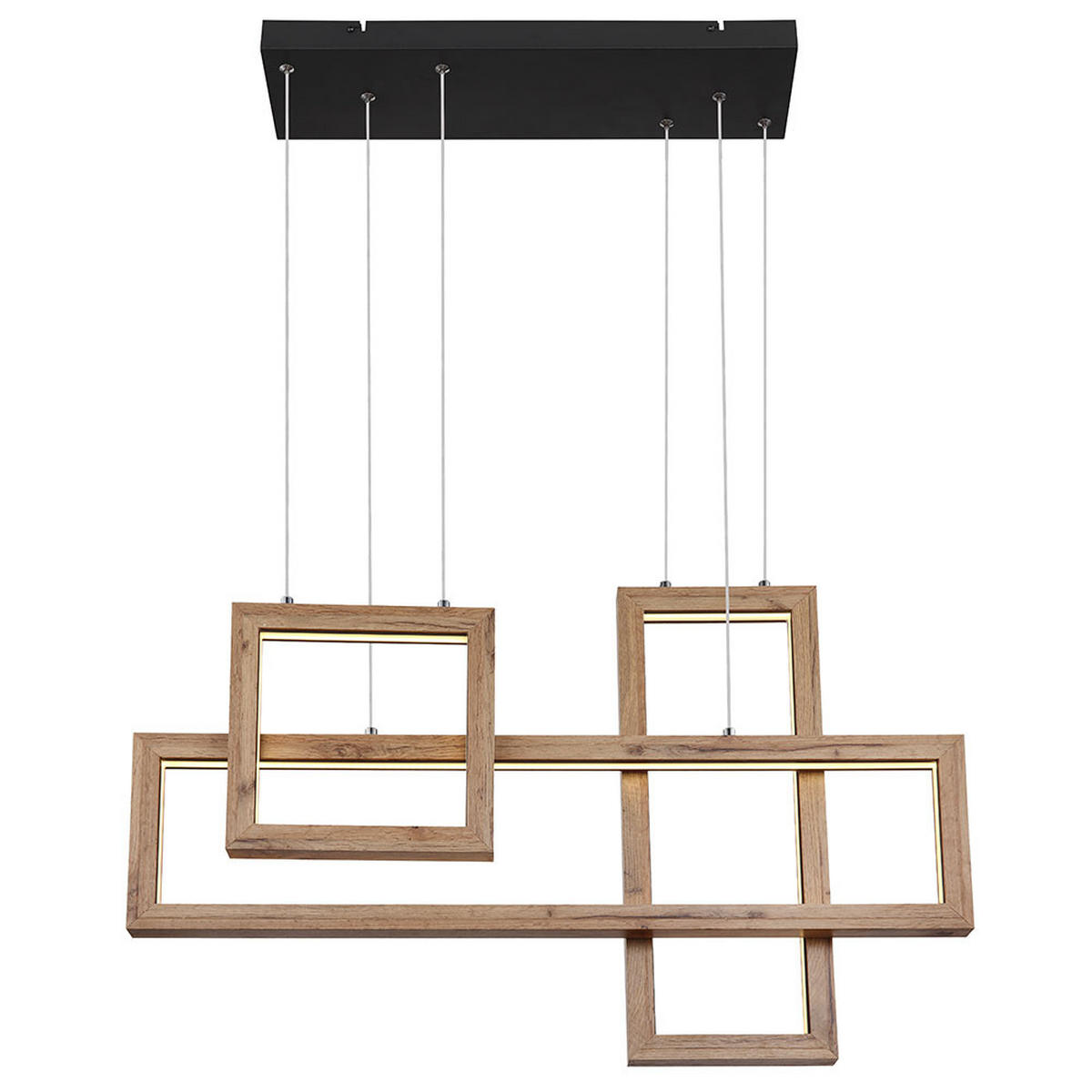 HÄNGELEUCHTE LED Metall, Braun Holzoptik, 80 cm - Braun, Metall (80/15/120cm) - Globo Lighting