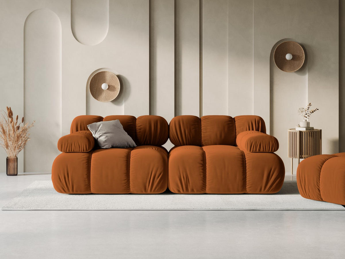 MODULARES-SOFA Bellis aus Samt terrakotta 2 Sitzplätze - Terra cotta, Textil (94/63/188cm) - Micadoni