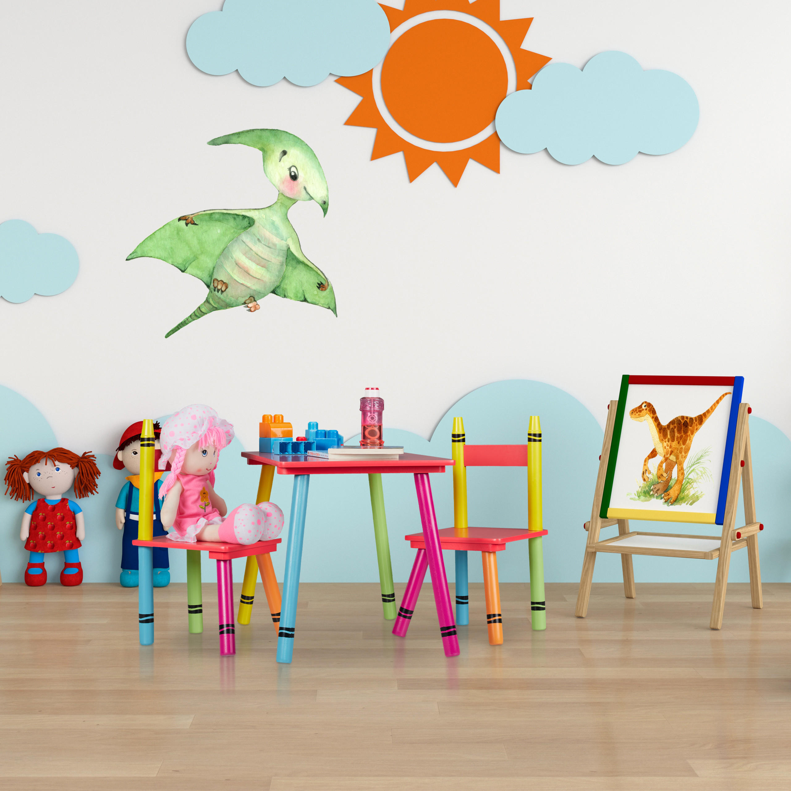 KINDERSITZGRUPPE - Rot, Holz/Holzwerkstoff (60/44.5/40cm) - Relaxdays