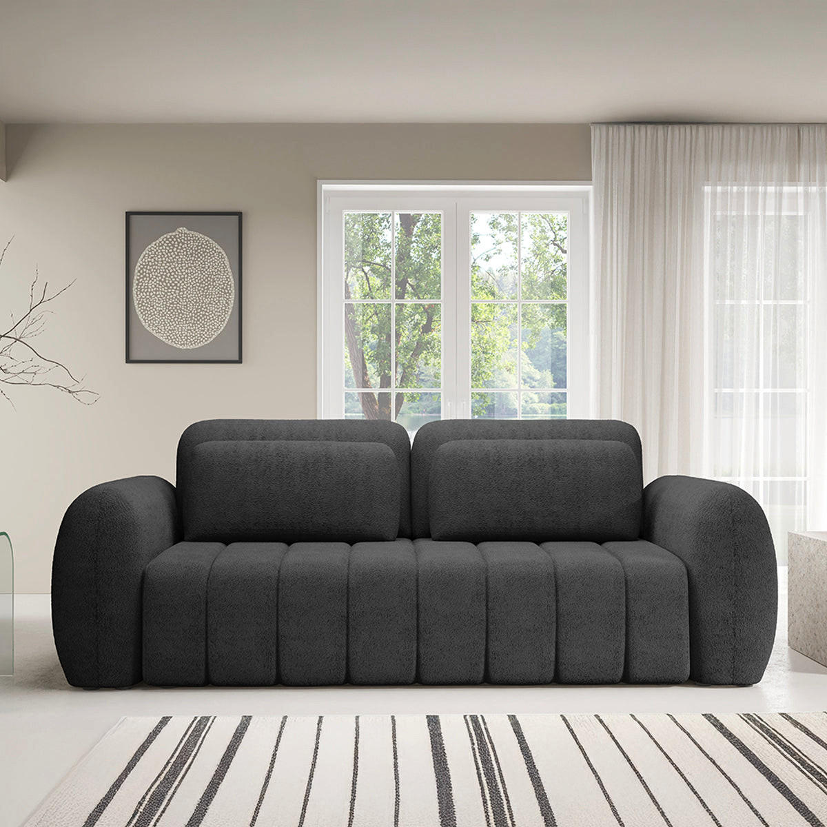 SOFA Cesar 3 Sitzplätze Dunkelgrau - Grau, Holz (266/95/110cm) - Petits-meubles