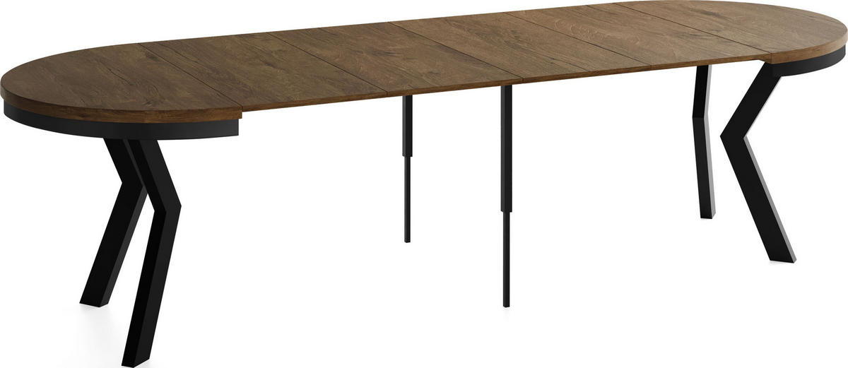 ESSTISCH Savio Neo rund ausziehbar verlängerbar XXL, Eiche Braun Rustikal 100-300/100/77 cm - Alteiche/Schwarz, Holz/Holzwerkstoff (100/100/77cm) - WFL GROUP