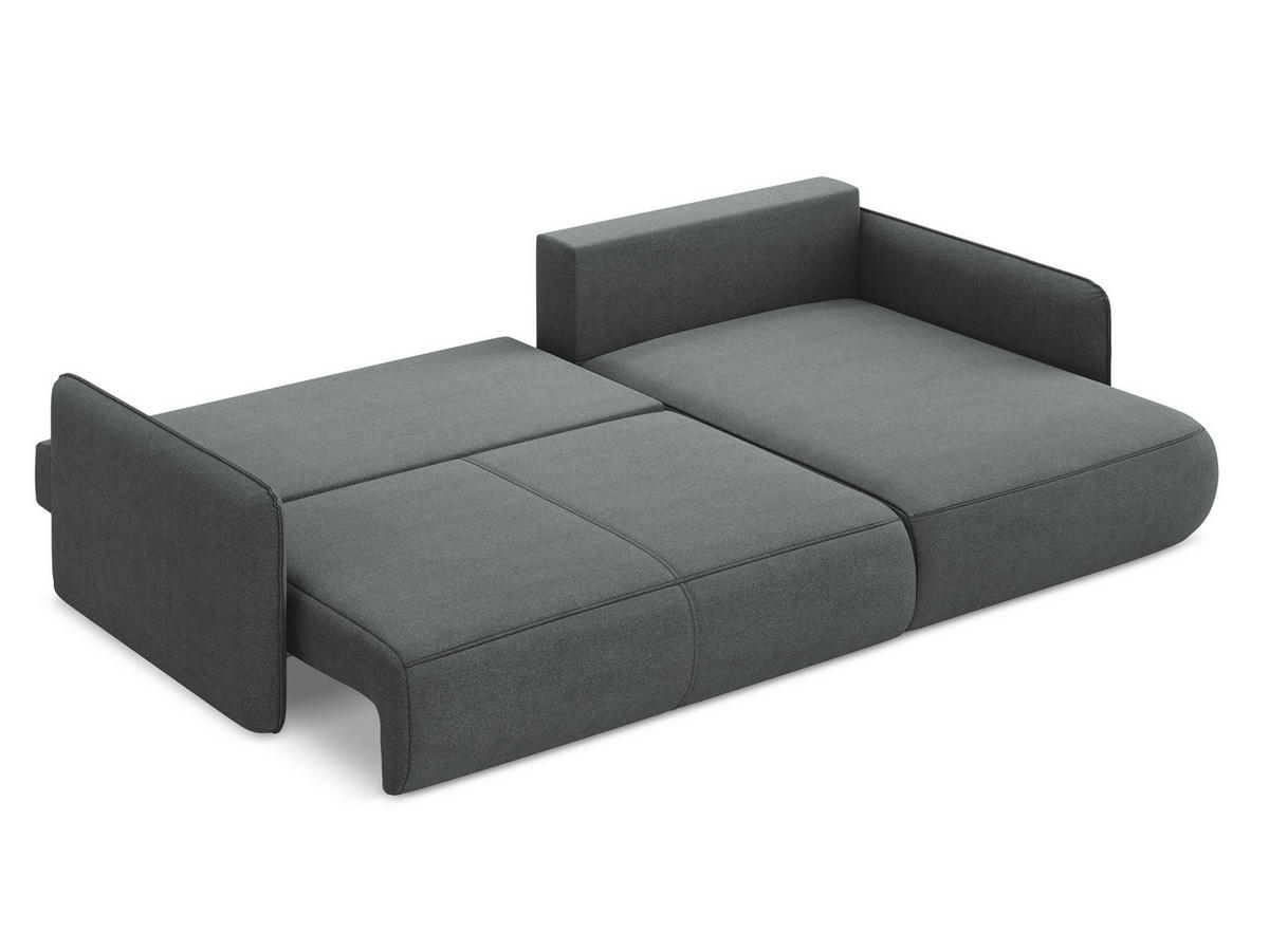 ECKSOFA mit Schlaffunktion Strukturstoff Stoff Grau - Schwarz/Grau, Kunststoff/Textil (240/148cm) - Makamii