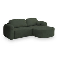 ECKSOFA AMILIA R-S Grün Boucle-Stoff mit Schlaffunktion - Grün, Holz (263/174cm) - MASSENO