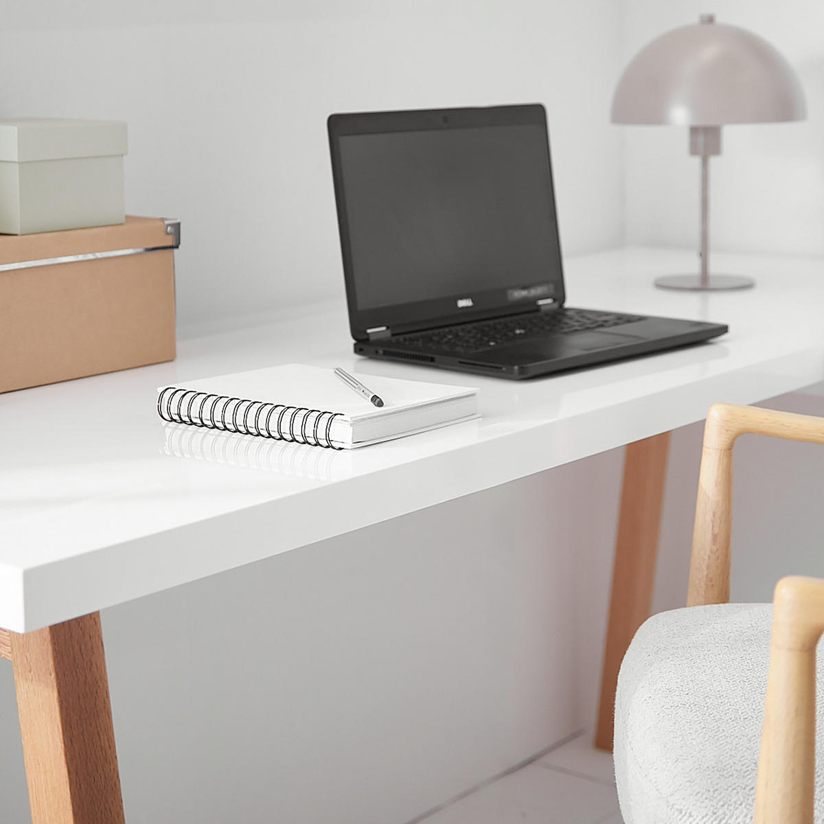 ECKSCHREIBTISCH - Hochglanz Weiß / Eiche - Eichefarben/Weiß, Holzwerkstoff (170/170/74cm) - home24