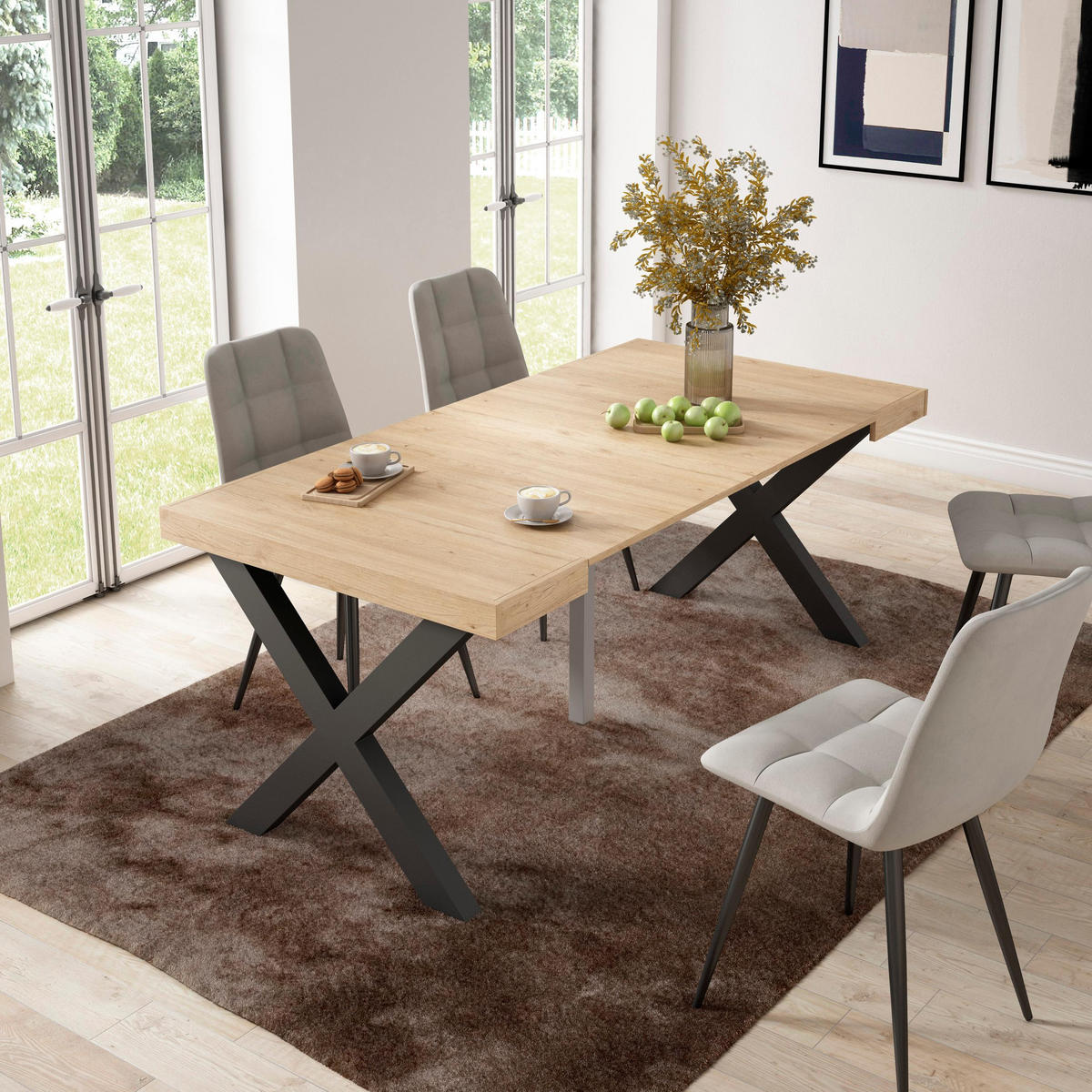 KONSOLENTISCH ausziehbar 58 bis 180cm, für 8 Gäste, eiche, 90/58/73cm - Eichefarben, Holzwerkstoff (90/180/73cm) - Skraut Home