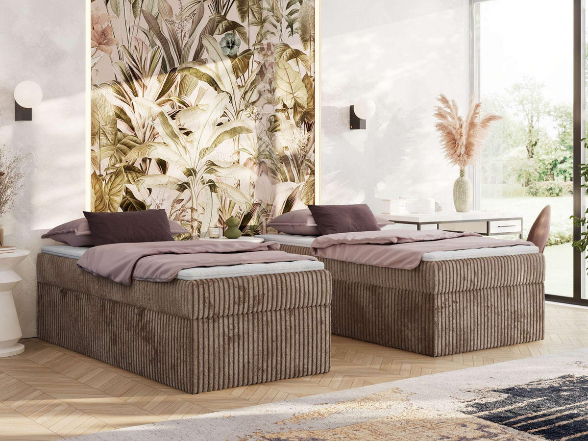 BOXBETT ZERO 90/200 - Braun Cord - H4 - Topper Visco - Braun, Textil (90/200cm) - MKS