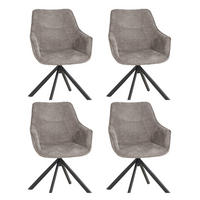 ESSZIMMERSTUHL 4er Set San Carlo hellgrau drehbar - Hellgrau/Schwarz, Textil/Metall (57/87/67cm) - Mr. Deko
