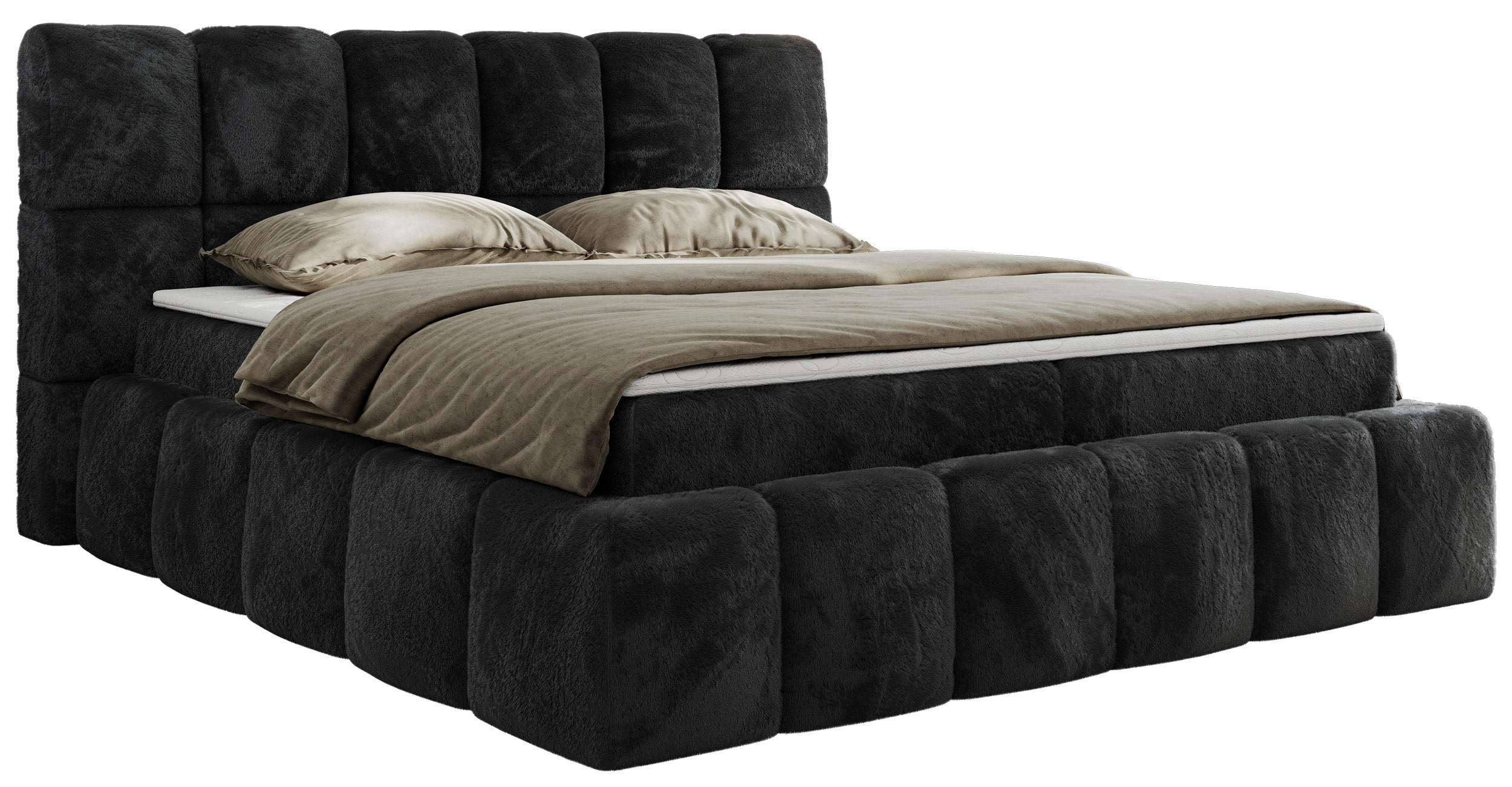 BOXBETT NIRA 200/200 - Dunkelgrau Plüsch - H3 - Dunkelgrau, Holz/Textil (200/200cm) - MKS