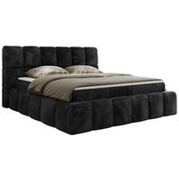 BOXBETT NIRA 160/200 - Dunkelgrau Plüsch - H4 - Dunkelgrau, Holz/Textil (160/200cm) - MKS