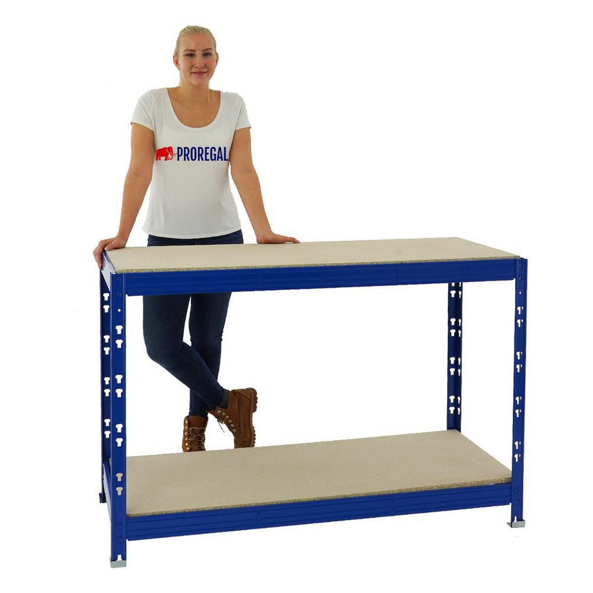 WERKBANK Tiger 2er-Set mit 2x 300 kg pro Fachboden 90x140x60 cm Blau - Blau, Metall (280/90/60cm) - PROREGAL