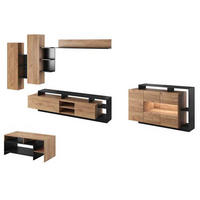 WOHNZIMMER-SET Alva Craft Gold Oak anthrazit 6-teilig - Eichefarben/Braun, Holz/Holzwerkstoff (530/120/60cm) - Feldmann-Wohnen