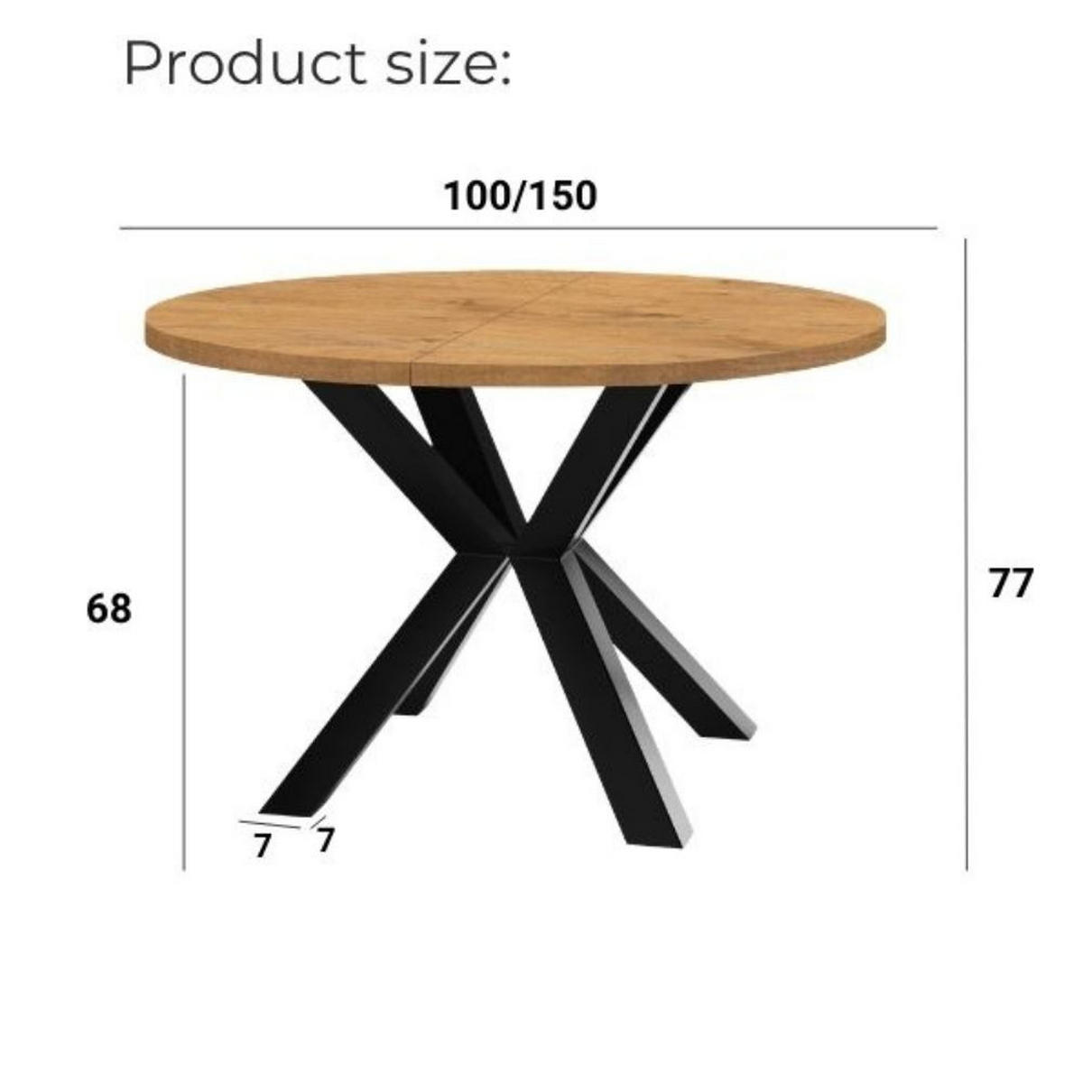 ESSTISCH RAL mit Holzbeinen, Durchmesser: 100 / 150 cm Eiche Lancelot - Eichefarben, Holz (100/150/77cm) - Dekori_Interiors