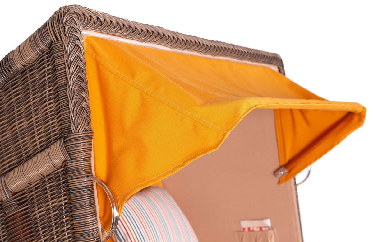 STRANDKORB Seeblick 2 Sitzer Mahagoni - Gelb/Braun, Metall (125/170/80cm) - Mr. Deko