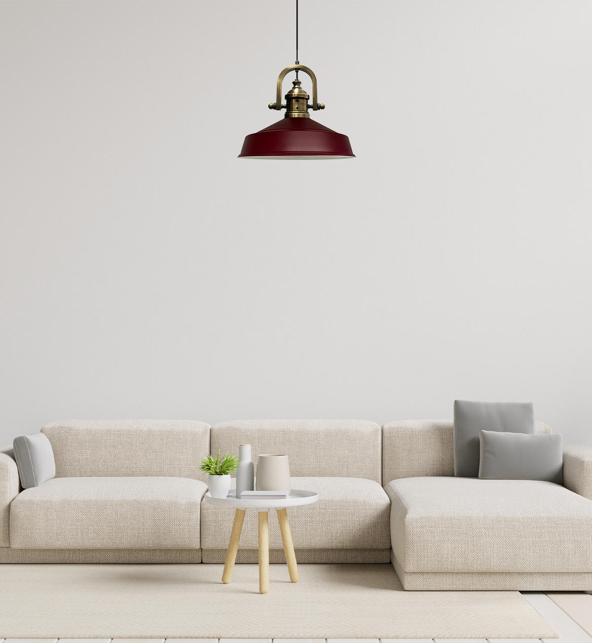 PENDELLEUCHTE Asletl 40/30 cm - Dunkelrot, Metall (40/30cm) - Bamyum