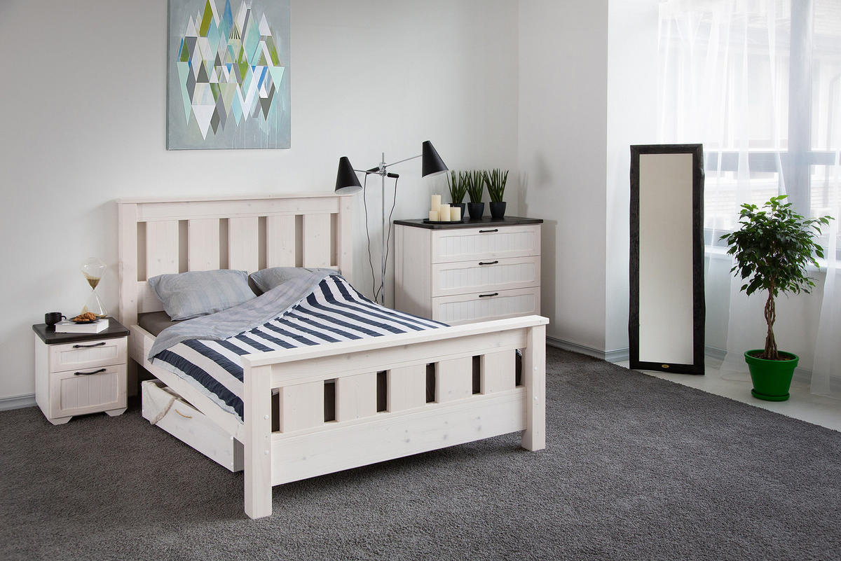 BETTKASTEN 110x80 cm - Weiß/Braun, Holz - MSL wooden furniture