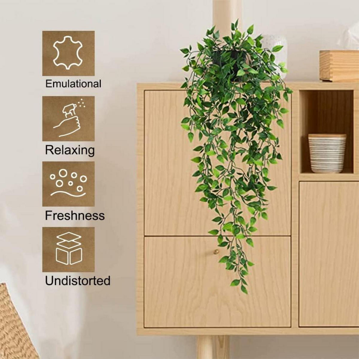 KUNSTPFLANZE Hängend 2-teiliges Set 80 cm - Grün, Kunststoff (85cm)