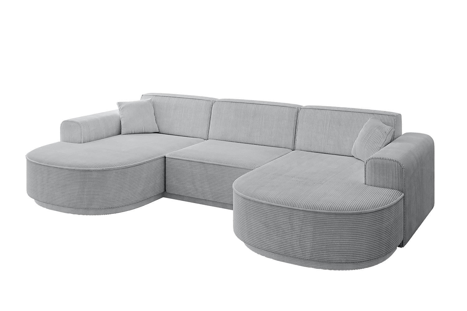 WOHNLANDSCHAFT MARI-U1-v3 - 303x171x83 cm Grau Cord - Schwarz/Grau, Holzwerkstoff/Kunststoff (303/83/171cm) - ALTDECOR