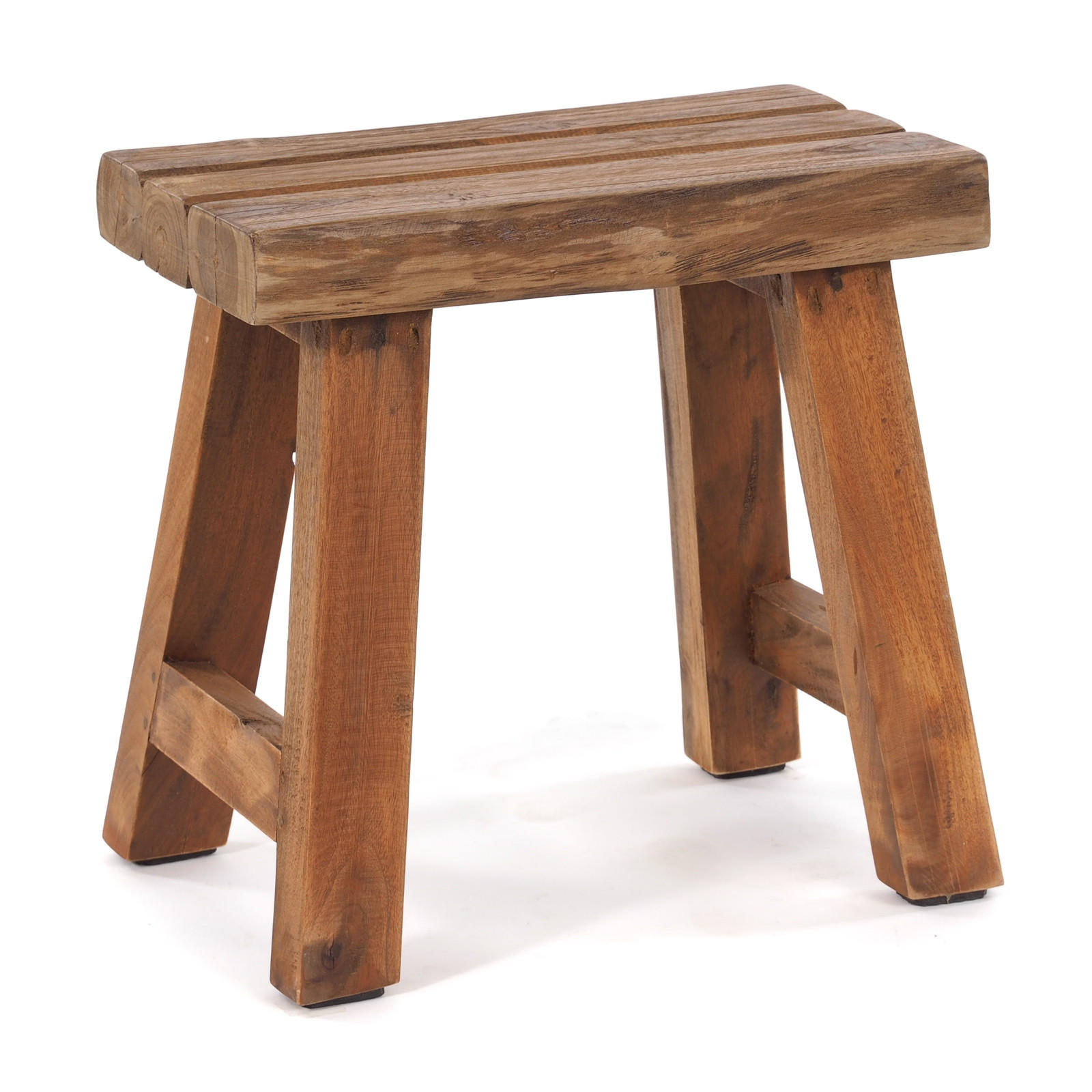 SITZHOCKER Rustic Teakholz massiv 01 natur-vintage - Naturfarben, Holz (42/41/29cm) - DESIGN DELIGHTS