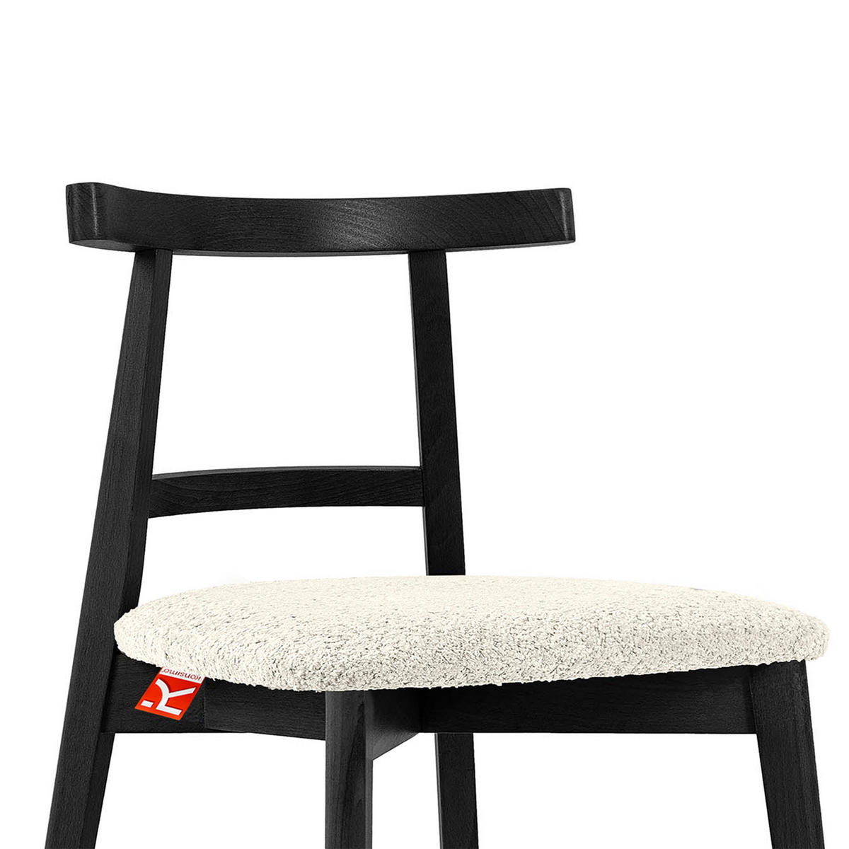 HOLZSTUHL LILIO Esstischstühle, 2-er Set, Bouclé - Schwarz/Weiß, Holz/Textil (47/76.5/45cm) - KONSIMO®