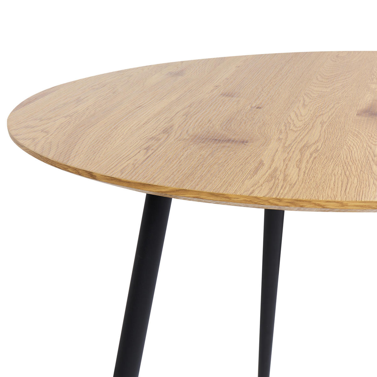 ESSTISCH heller Holzfarbton/schwarz 100 cm rund Bjorka - Hellbraun/Schwarz, Holzwerkstoff (100/100/76cm) - Beliani