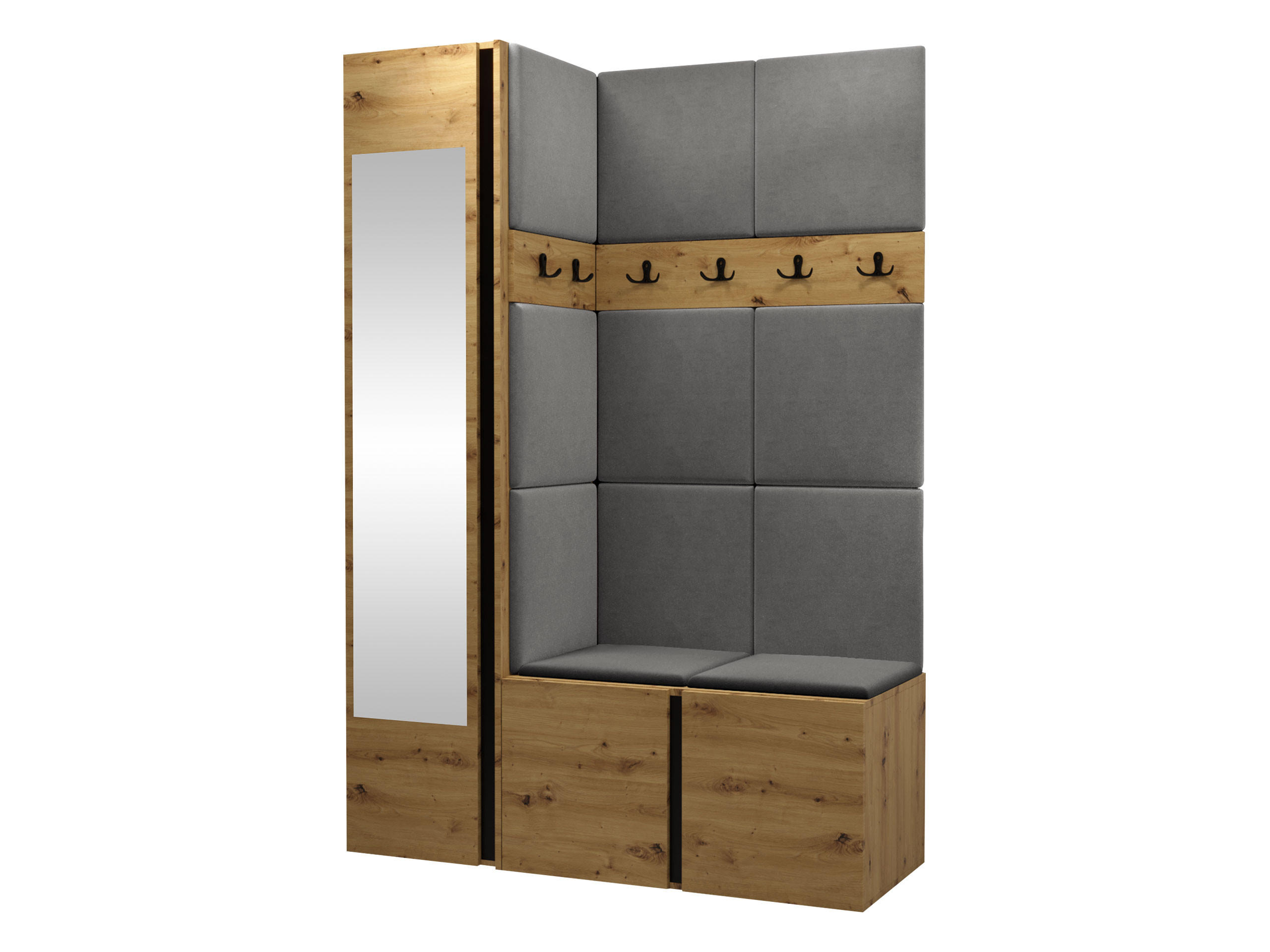 GARDEROBEN-SET Orion X - Eiche Artisan/Grau, Holzwerkstoff/Kunststoff (124/186/46cm) - MIRJAN24