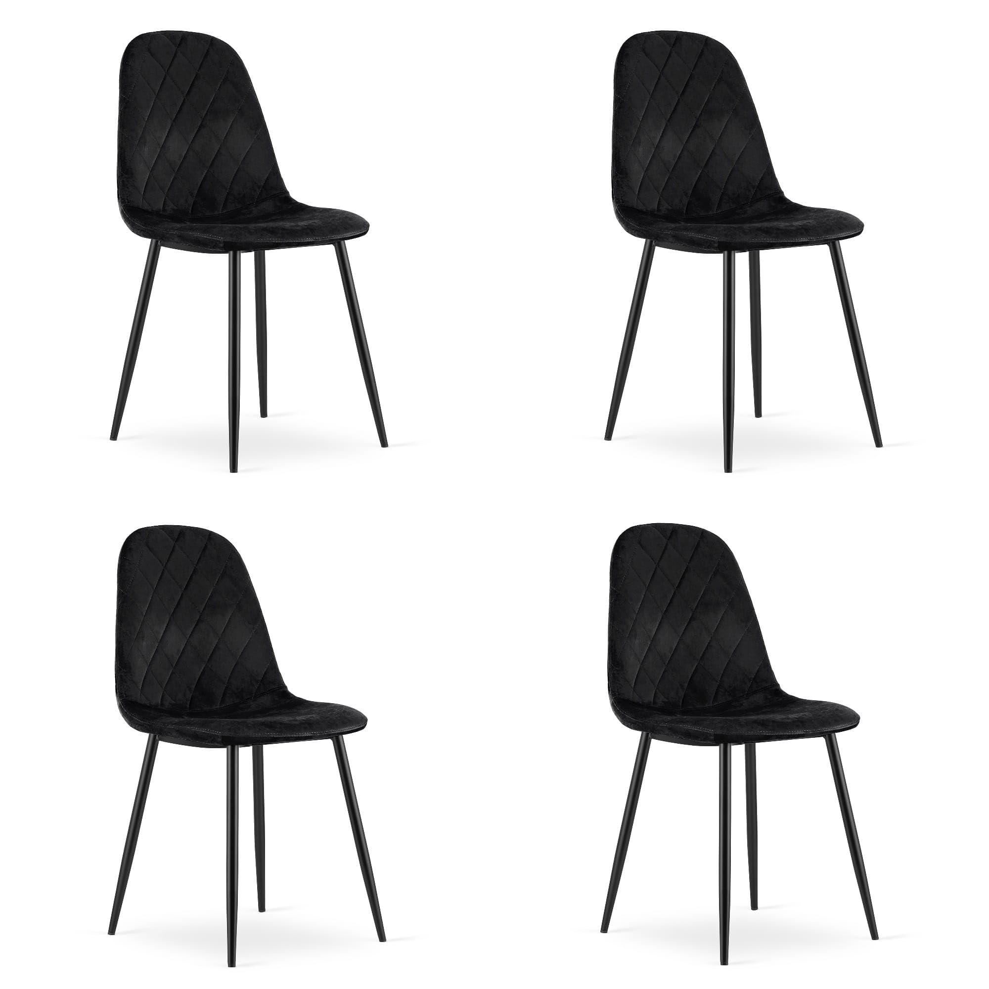 ESSZIMMERSTUHL 4er Set Schwarzer Velours, Diamantförmige Rückenlehne, Bequeme Sitzfläche - Schwarz, Textil (46/89/51cm) - Best For Home