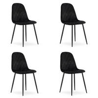 ESSZIMMERSTUHL 4er Set Schwarzer Velours, Diamantförmige Rückenlehne, Bequeme Sitzfläche - Schwarz, Textil (46/89/51cm) - Best For Home