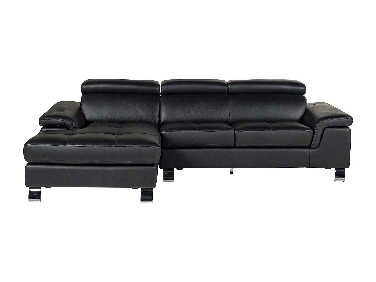 SOFA - 4 Personen - leder - schwarz Mishima - Schwarz, Leder/Metall (260/79/167cm) - Vente-Unique
