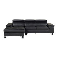 SOFA - 4 Personen - leder - schwarz Mishima - Schwarz, Leder/Metall (260/79/167cm) - Vente-Unique