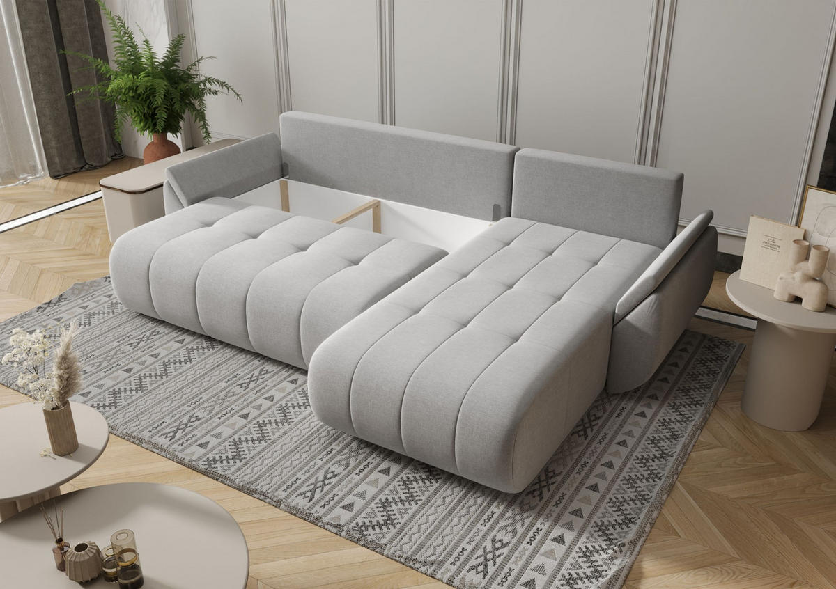 ECKSOFA mit Schlaffunktion TOKYO Wind 21 - Braun/Grau, Textil (280/185cm) - Bedante