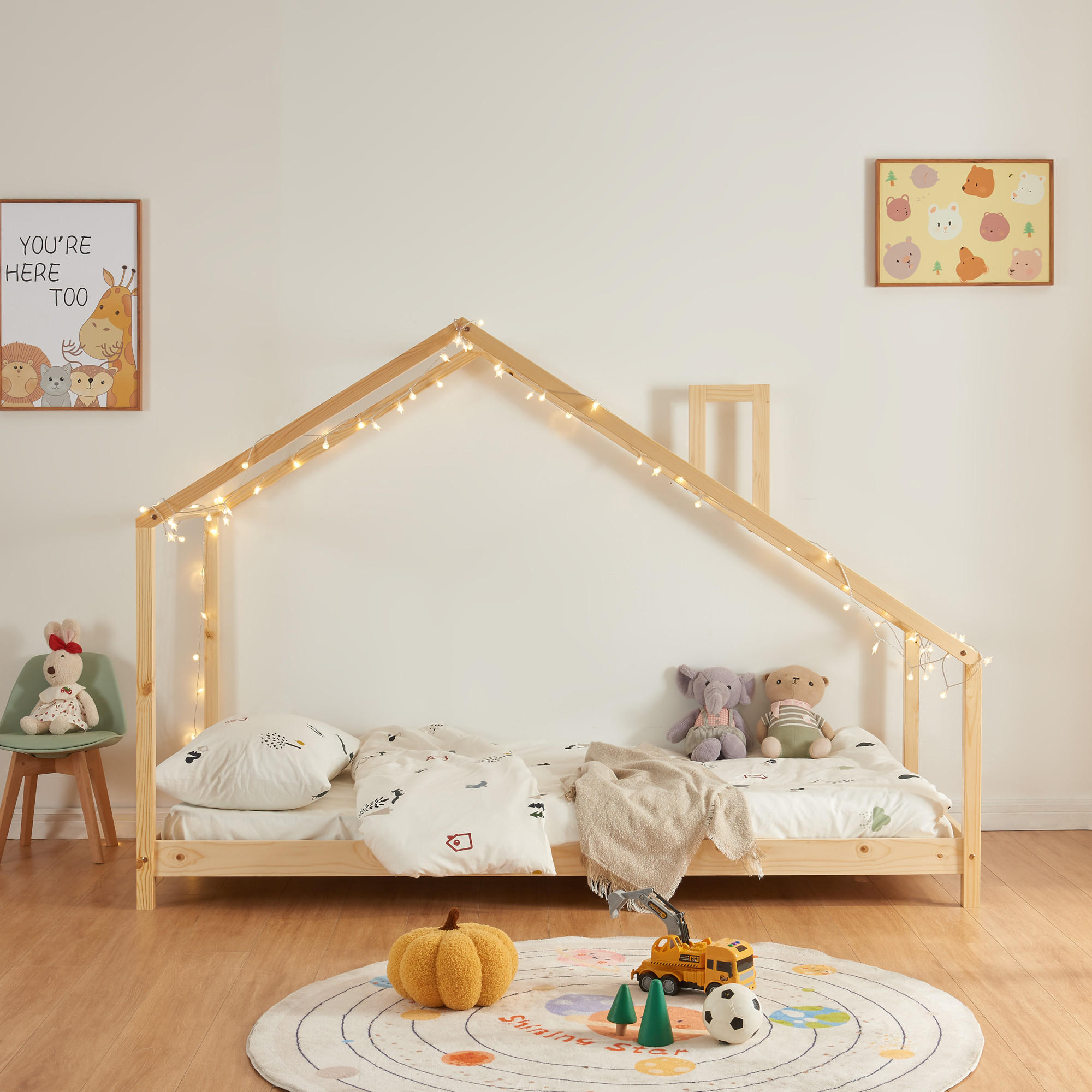 KINDERBETT Siuntio - Naturfarben, Holz (90/200cm) - [en.casa]