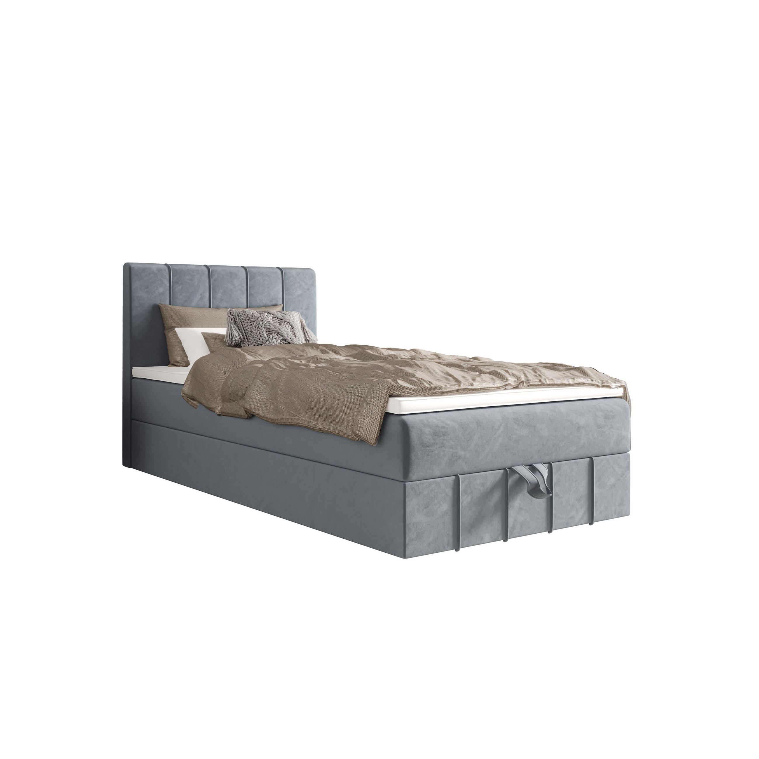 BOXBETT BAHAMA 120x200 Monolith 72, mit Matratze H3 und Topper, Blau - Blau, Holz/Kunststoff (120/200cm) - Bedante