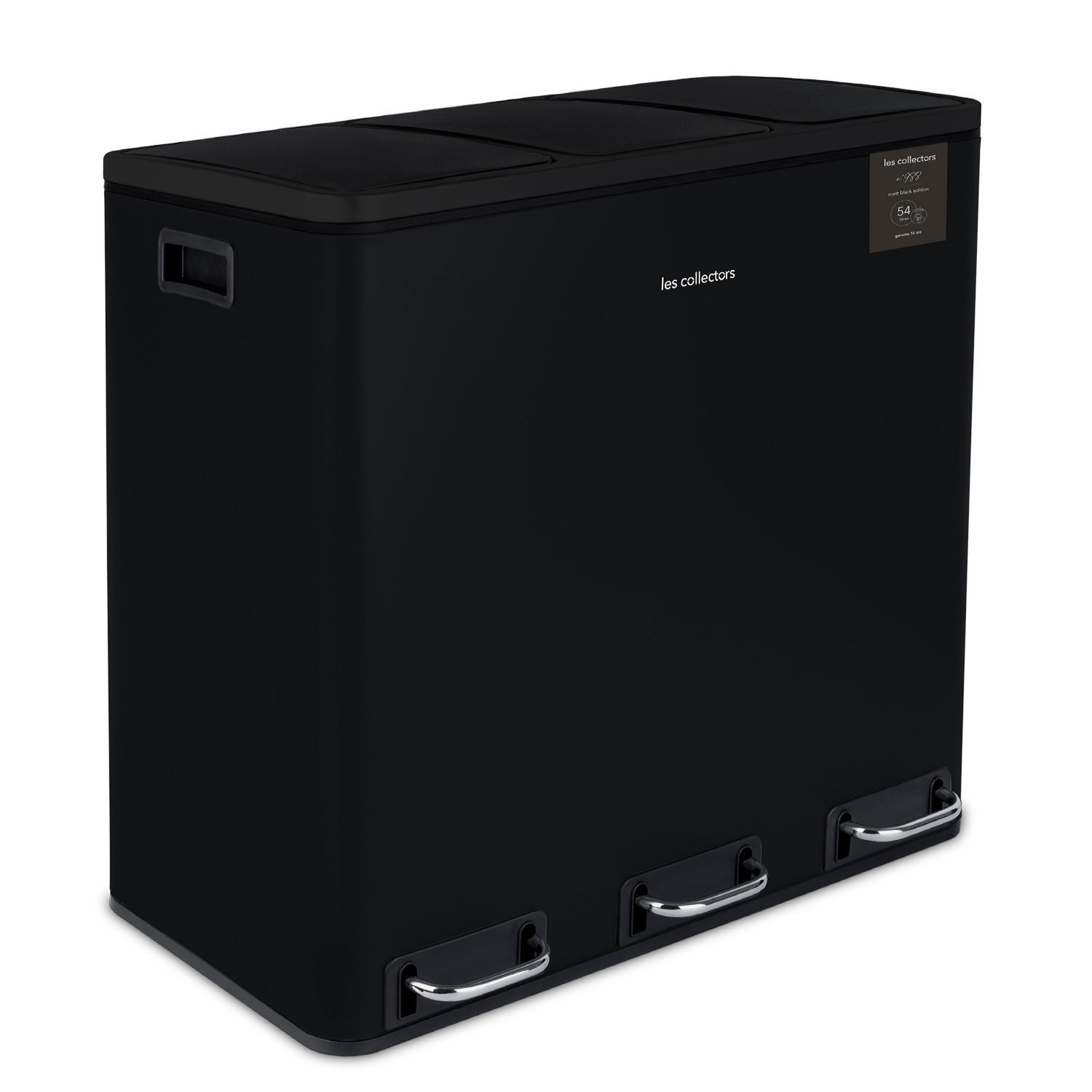 RECYCLINGMÜLLEIMER 54L, 3x18L Behälter, Schwarz N°988 - Schwarz, Metall (61.5/56/34.5cm) - Les Collectors